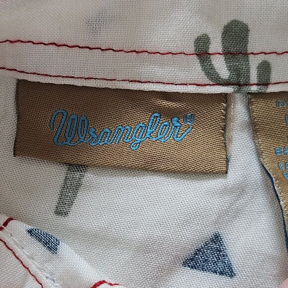 Wrangler Shirt Girls L Ivory Pearl Snap Rodeo Print Western Cowgirl Cactus NEW - Picture 5 of 12